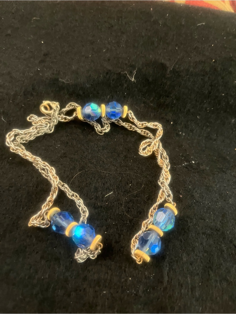 Blue Faceted Bead Bracelet with Silver Chain